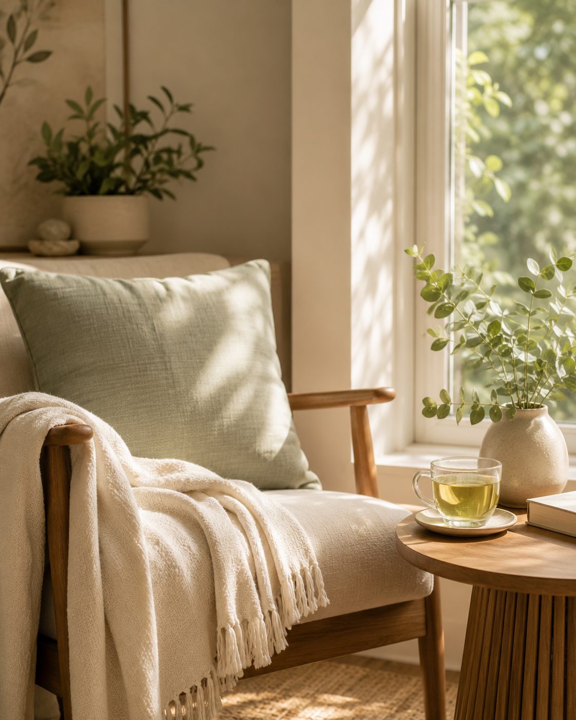 A calm, sunlit wellness setting